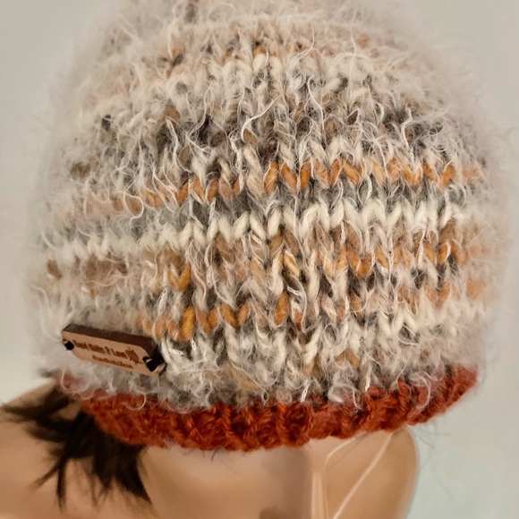 Hand Knits 2 Love Slouch Hat Beanie Cap Faux Fur Pom Pom Designer Mohair Look - Picture 11 of 12